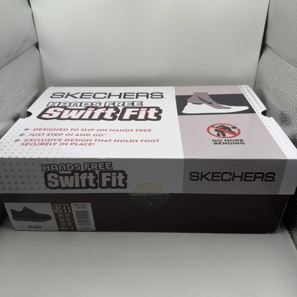 Skechers‎ hands-free swift Fit men's Slip On Black No Bending Shoe. Size 8.5 New